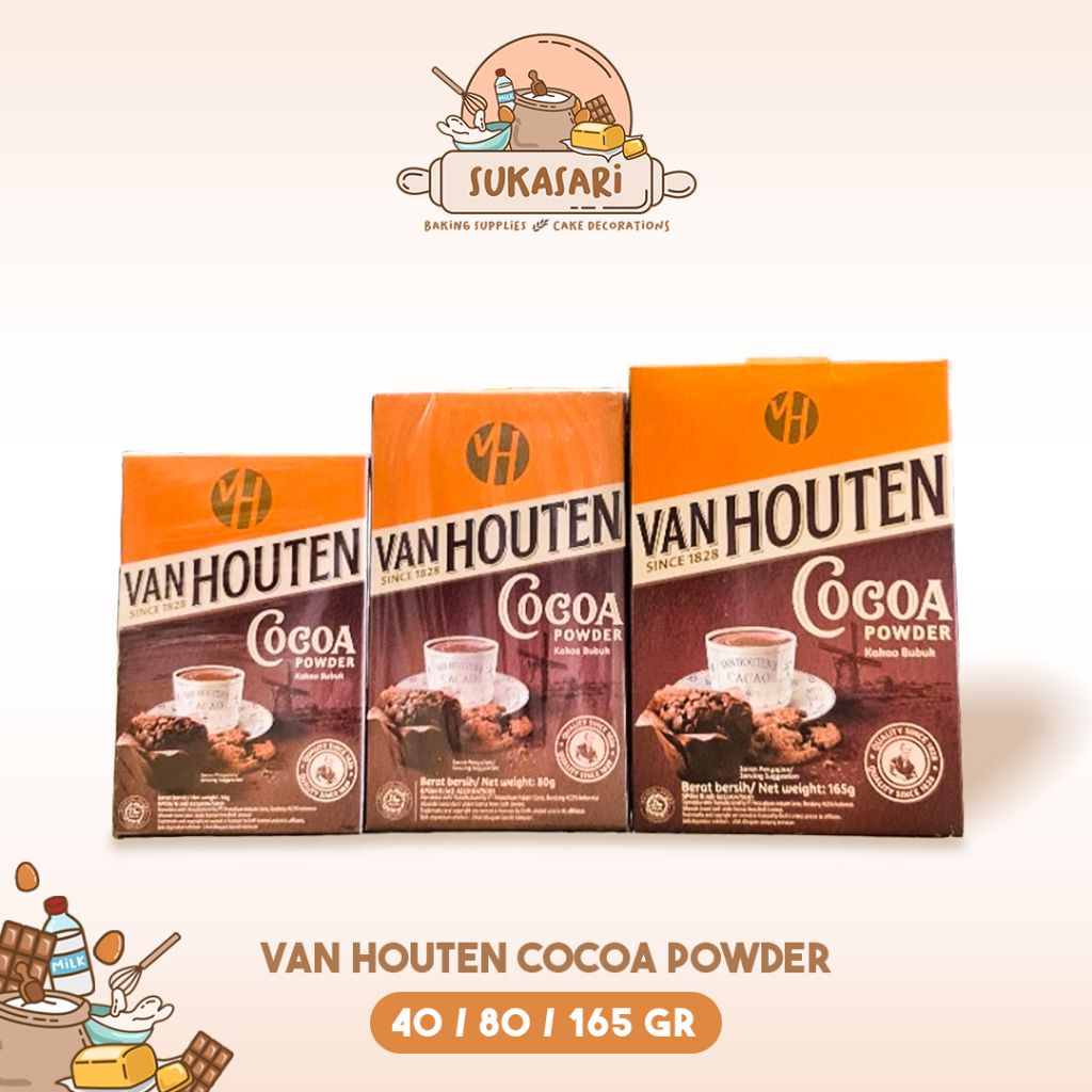 

Sukasari - Van Houten Cocoa Powder 40gr, 80gr, 165gr / Coklat Bubuk / Cokelat Van Houten / Chocolate Powder