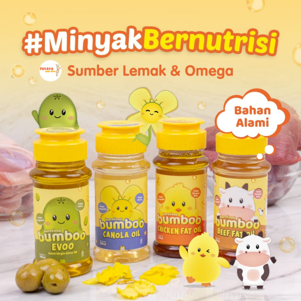 

Barefood Bumboo Extra Virgin Oil Evoo 100ml / Canola Oil 100ml / Chicken Fat Oil 100ml / Beef Fat Oil 100ml - Minyak Masak Bernutrisi / Minyak Mpasi Bayi / Minyak Makanan / Olive Oil