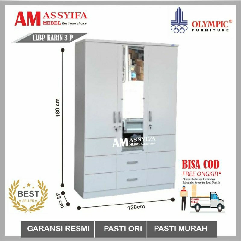 Olympic Lemari Kayu Tiga Pintu / Lemari Pakaian Tiga Pintu / KARIN 3P