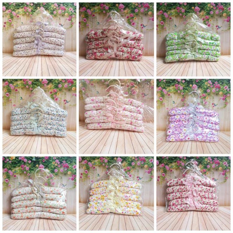 1 PCS Hanger Satin / Hanger Baju Anak Busa Motif / Gantungan Anak Motif Bunga Bunga / Gantungan Baju