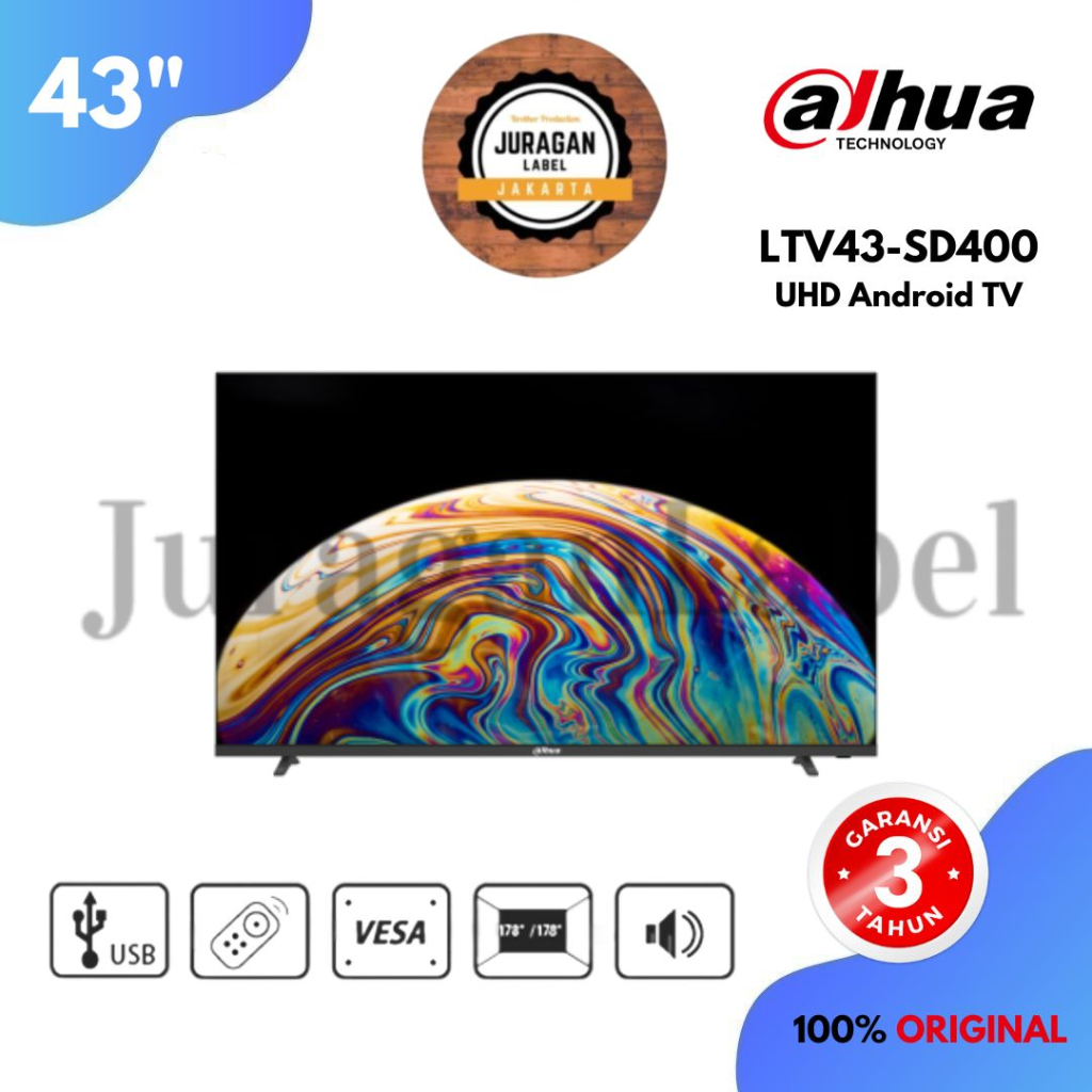 Smart TV Dahua Android 43" Inch SD400 UHD Bezelless Garansi Resmi