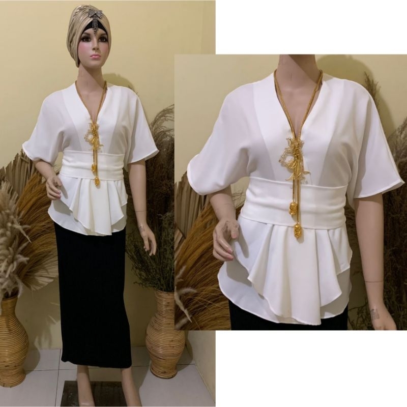 Blouse Hitam Navy Atasan Blus Top Wanita Lengan Panjang Murah Kekinian  - Modeluv