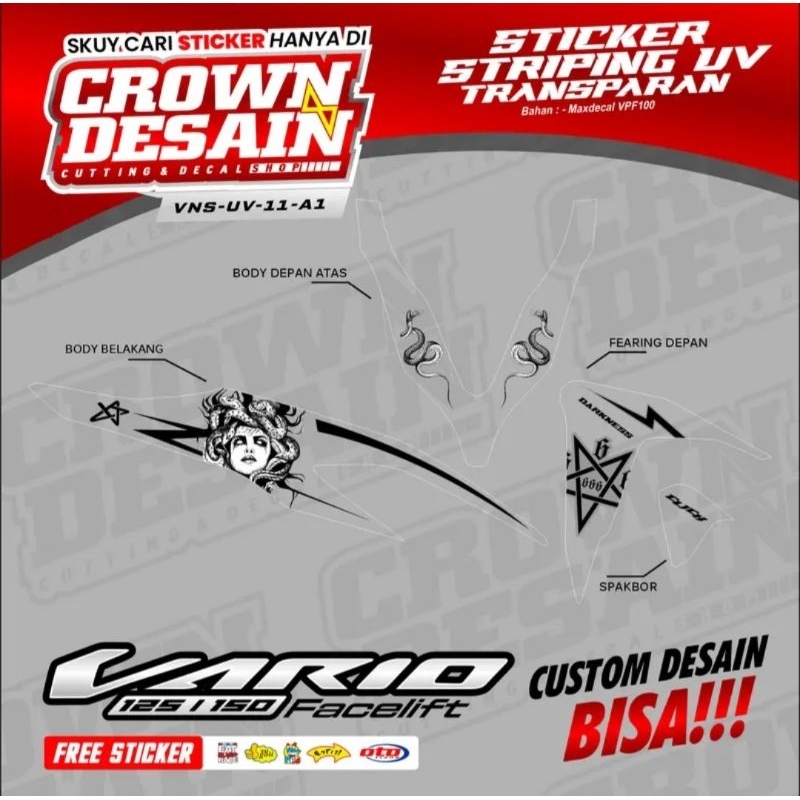 striping variasi vario new 125 / striping variasi vario new 150 / striping uv transparan vario new /
