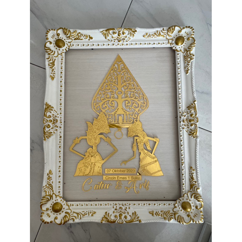 SET WAYANG MAHAR MIRROR AKRILIK GOLD SESERAHAN HANTARAN