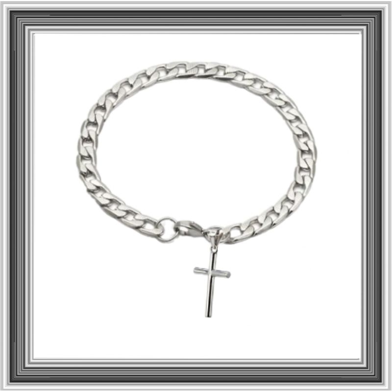 GELANG SALIB PRIA DAN WANITA /GELANG TITANIUM LIONTIN SALIB ANTIKARAT
