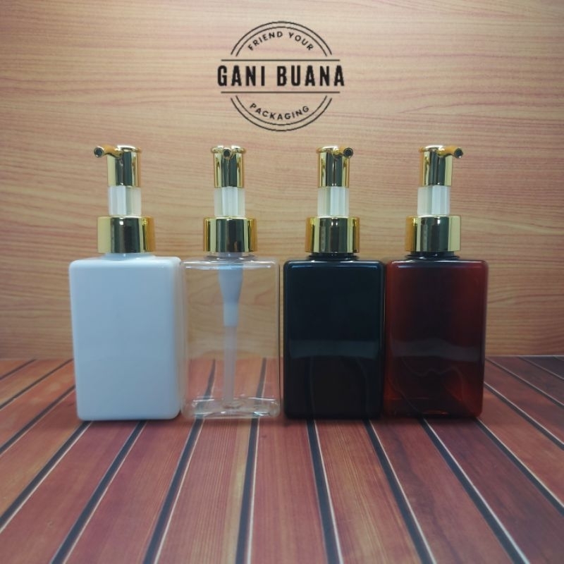 BOTOL PUMP 100ML KOTAK TUTUP PUMP CLIP OIL GOLD/BOTOL PUMP 100ML KOTAK PET