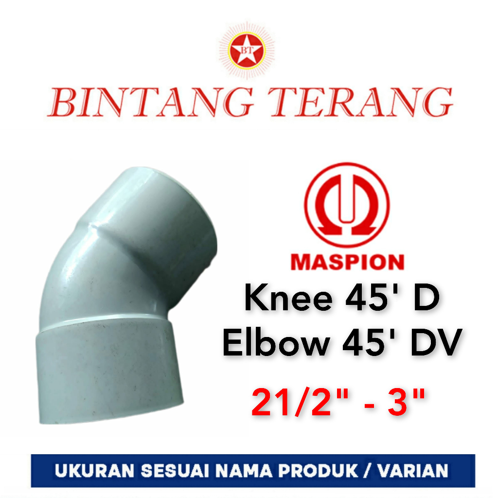 Keni 45 derajat 3" inch D Maspion / Elbow 45' DV / Knee 45 derajat