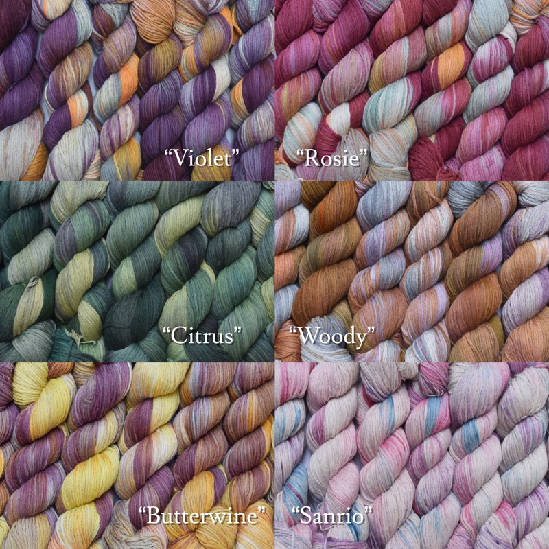 Benang rajut cotton blend yarn (katun merino) handdyed small ply (sport weight)