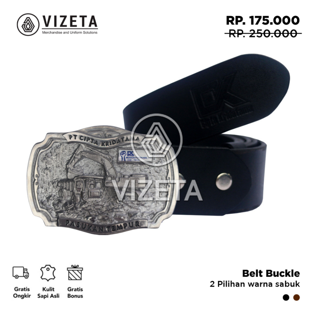 Sabuk Tambang CK Souvenir Ikat Pinggang Belt Buckle Gesper Kulit Pria Aksesoris Pakaian By Vizeta