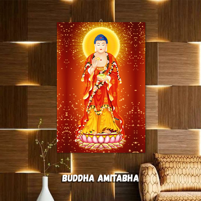 HIASAN DINDING BUDDHA AMITABHA VERSI CHINESE / ALTAR SEMBAHYANG MAHAYANA / THANGKA BUDDHIS