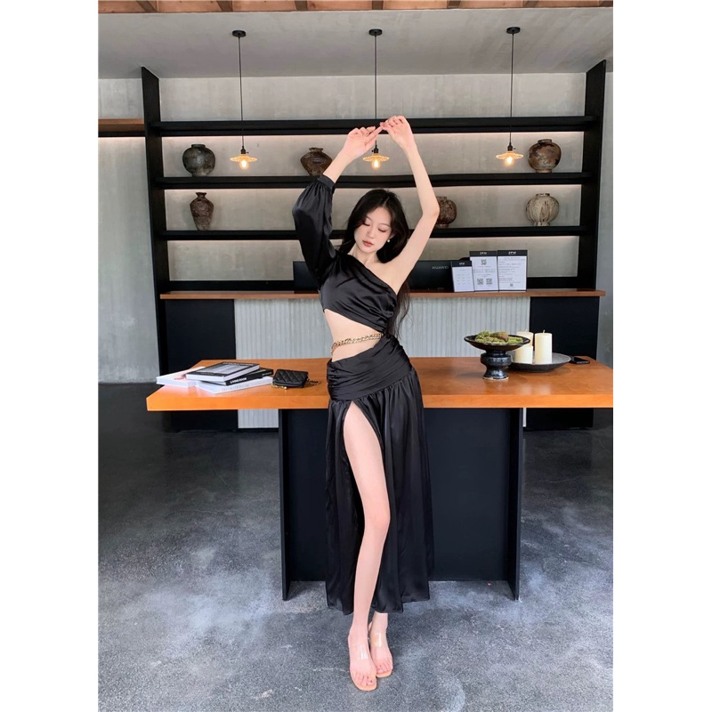 ONE SHOULDER CHAIN DRESS