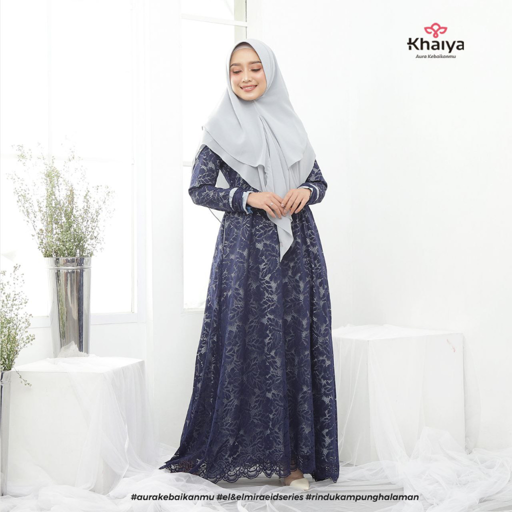 ELMIRA Gamis brukat premium anggun classy elegant cocok untuk undangan dan acara formal by Khaiya