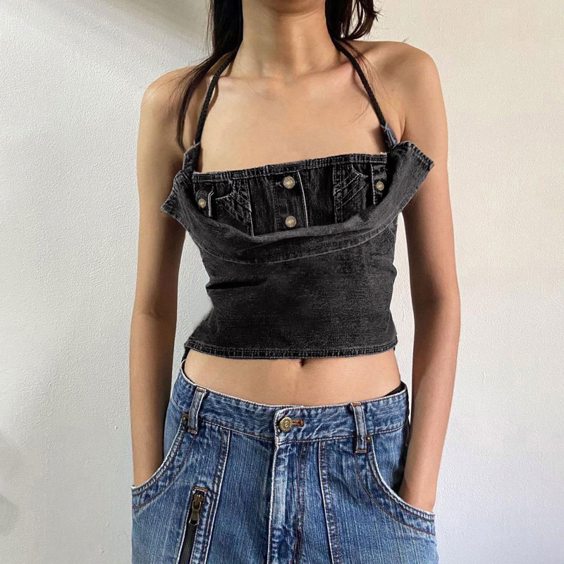 CROP DENIM TOP