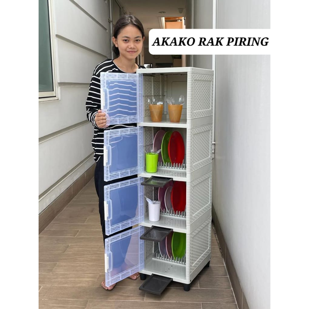 RAK / TEMPAT PIRING PLASTIK / LEMARI RAK PIRING AKAKO+NAMPAN