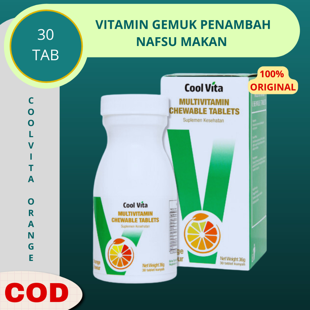 Vitamin Penambah Nafsu Makan dan Berat Badan Dewasa Coolvita Multivitamin Orange 30 Tablet