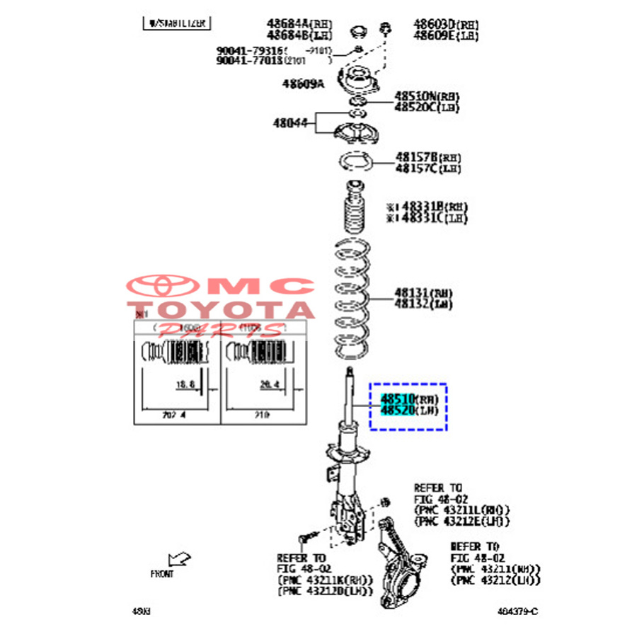 Shock Absorber Breaker Breker Depan Agya Ayla Manual 48510-BZC90 48520-BZ830