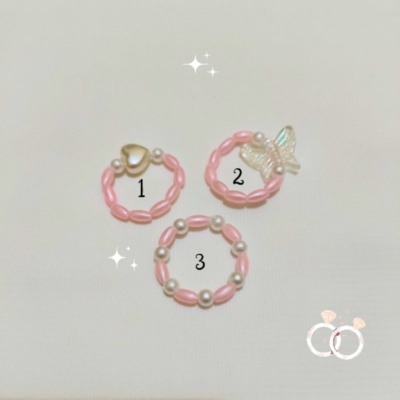 Cincin Manik Manik / Cincin Wanita White Pink