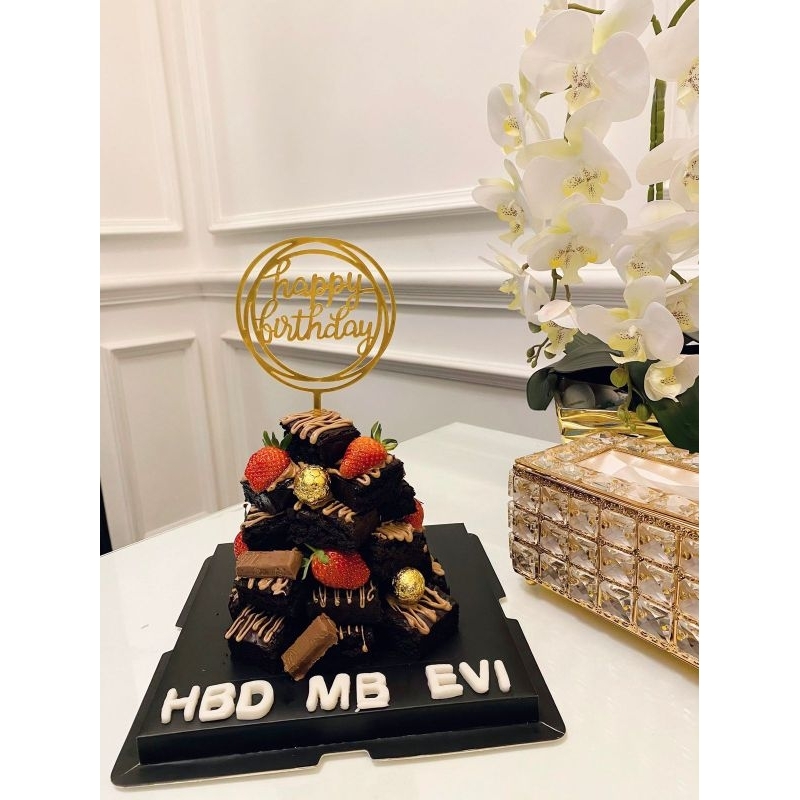 

fudgy brownie tower celebrate cake