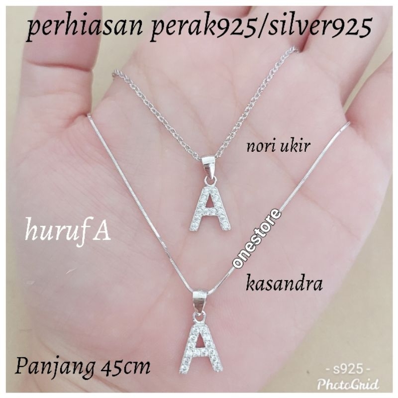 KALUNG PERAK 925 SILVER 925 ASLI LAPIS EMAS PUTIH KALUNG HURUF ,INISIAL, ABJAD KLGB