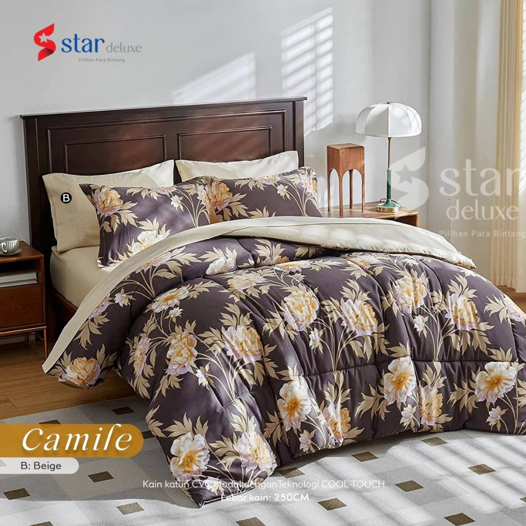 Bedcover Set Motif Camile Bahan Katun Premium Quality bedcover sprei aesthetic motif bunga daun 160x