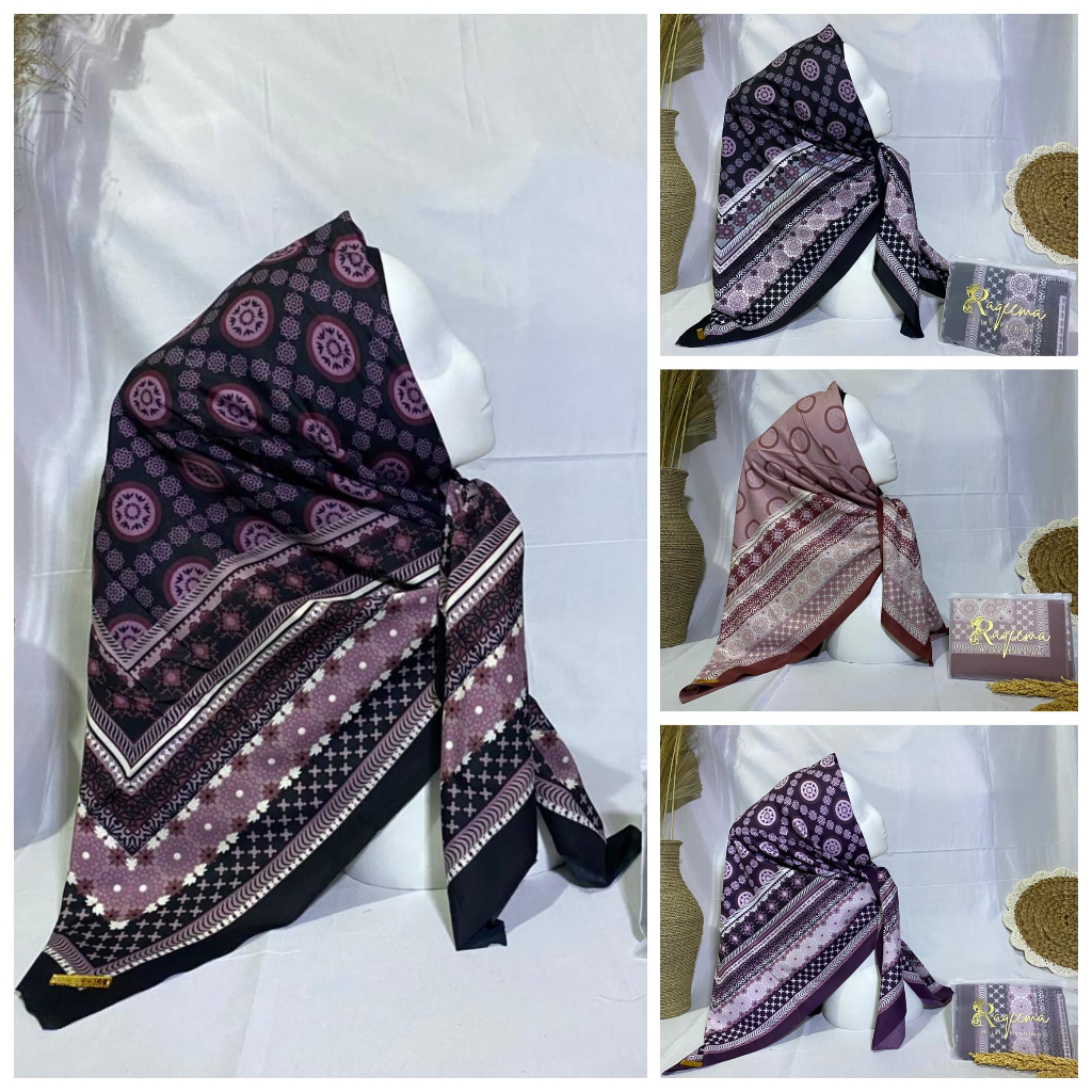 Hijab Voal Motif Premium ICHA SERIES Segi Empat Lasercut by Raqeema Hijab FREE POUCH