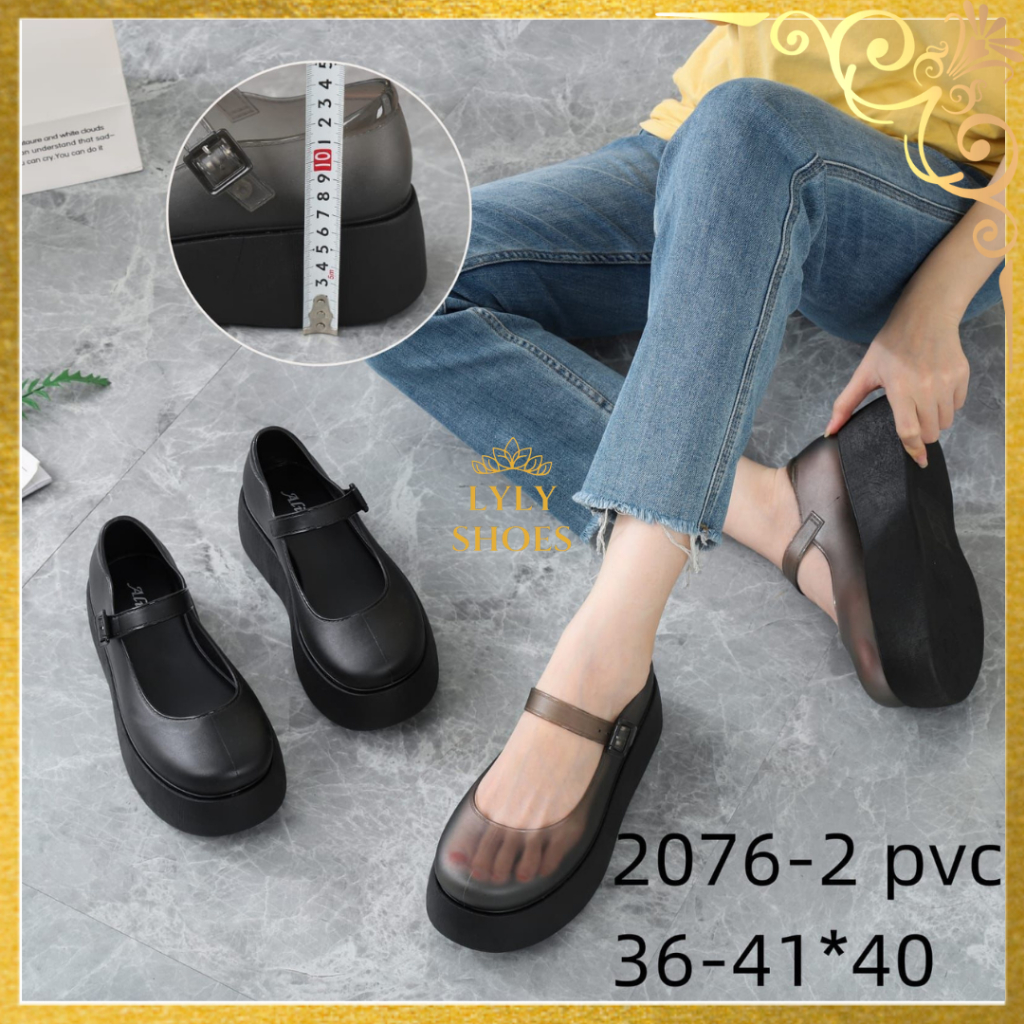 Sandal Wanita Karet Slip On Import Alina Hak Tinggi 2076-2