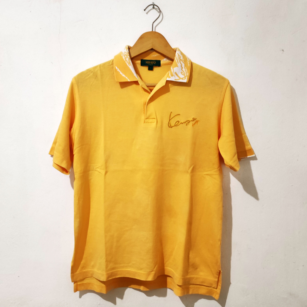Kaos Polo Pria Polo Shirt Kenzo Golf Vintage Rare Original Yellow