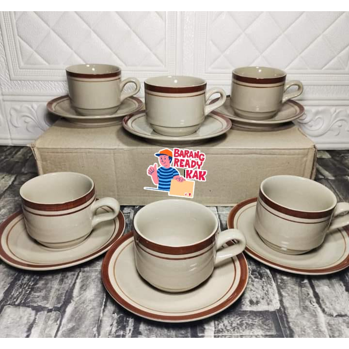 Cangkir 1 set isi 6 gelas +tatakan gelas box gelas gift kado hadiah nikahan cangkir set