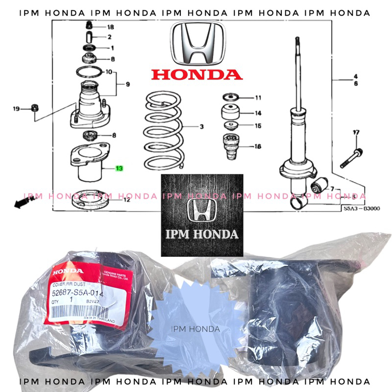 52687 S5A Rear Upper Dust Cover Karet Plastik Tutup Debu Abu Pelindung Shock Breaker Absorber Belaka