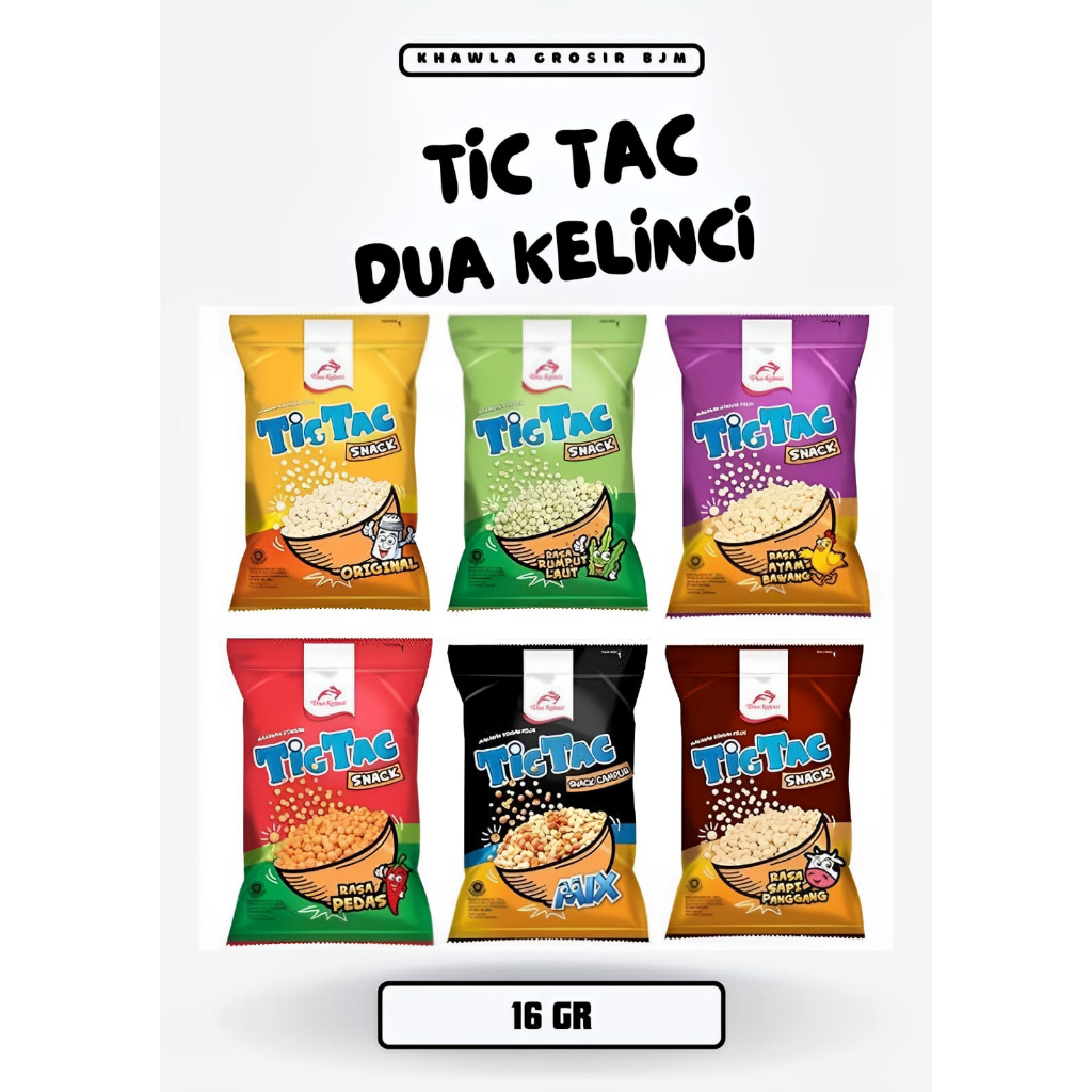 

Tic Tac 2 Dua Kelinci 16 Gr Kriuk Krenyezz All Variant Satuan per pcs