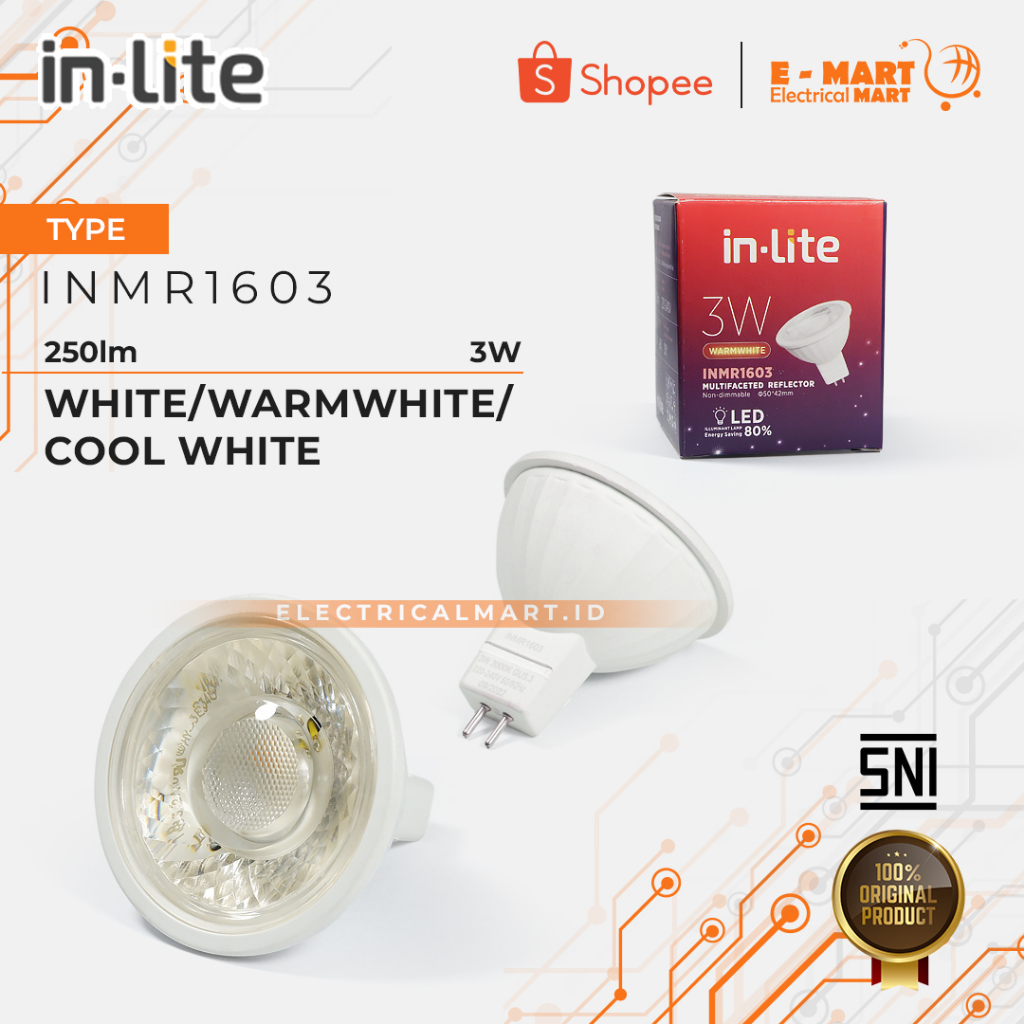INLITE LED Spot MR16 3 Watt Lampu Sorot LED 3W 3Watt in-Lite MR 16 3 W