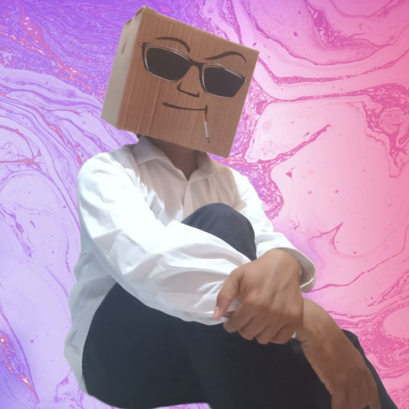 

Stiker kepala kardus ganteng