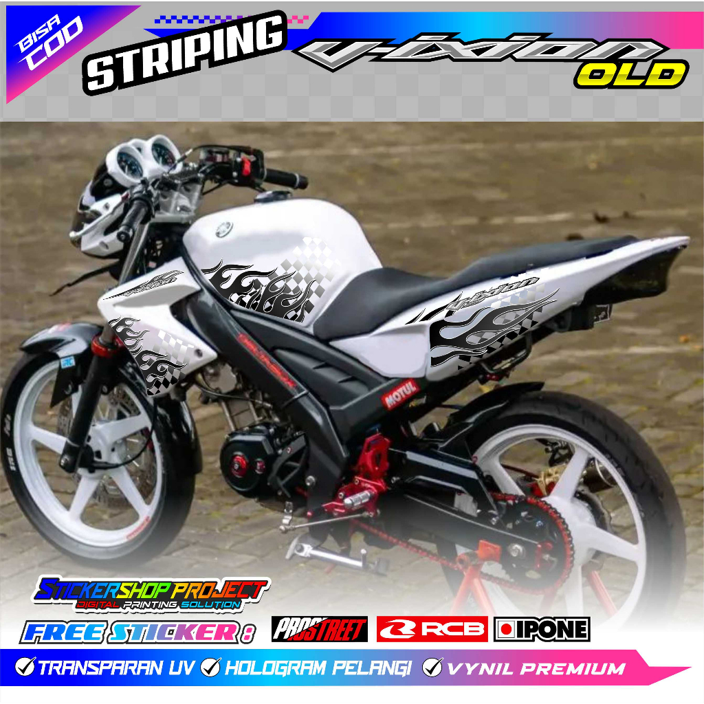 STRIPING VARIASI MOTOR VIXION OLD DESAIN API / STIKER LIST MOTOR YAMAHA VIXION OLD