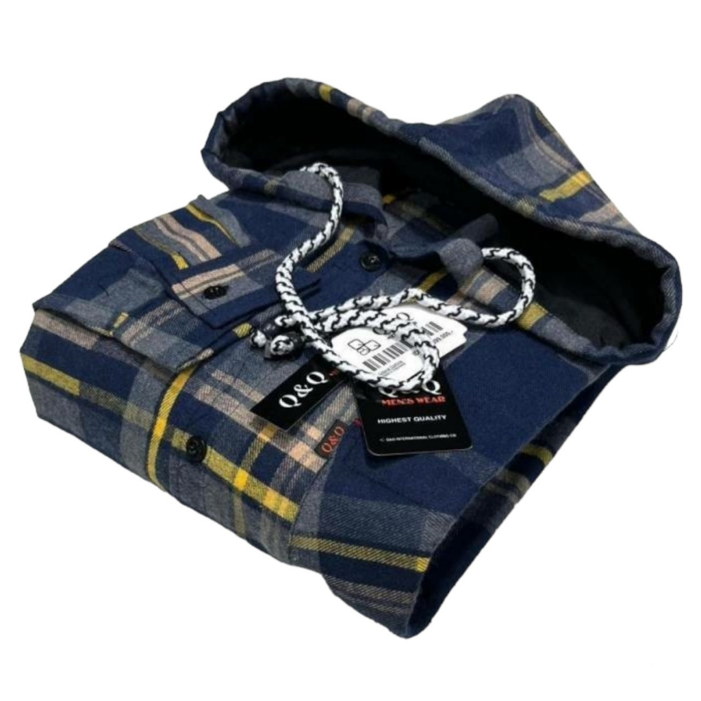 Kemeja Flanel Hoodie Unisex Pria Wanita Lengan Panjang Kasual Quality Premium M L XL Motif Kotak Hem