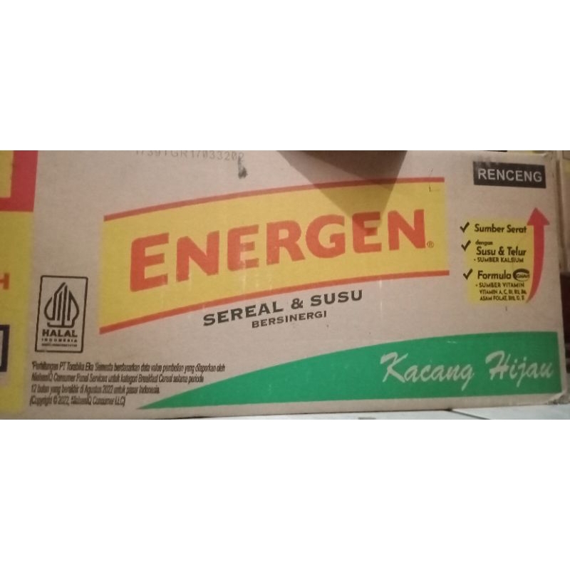 Energen Kacang Hijau 1 Kardus isi 16 Renteng