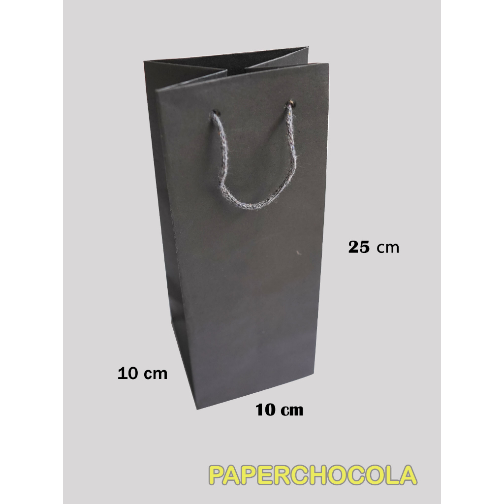 

Paper bag 10x10x25 (PxLxT) paperbag BOTOL MINUMAN hitam polos