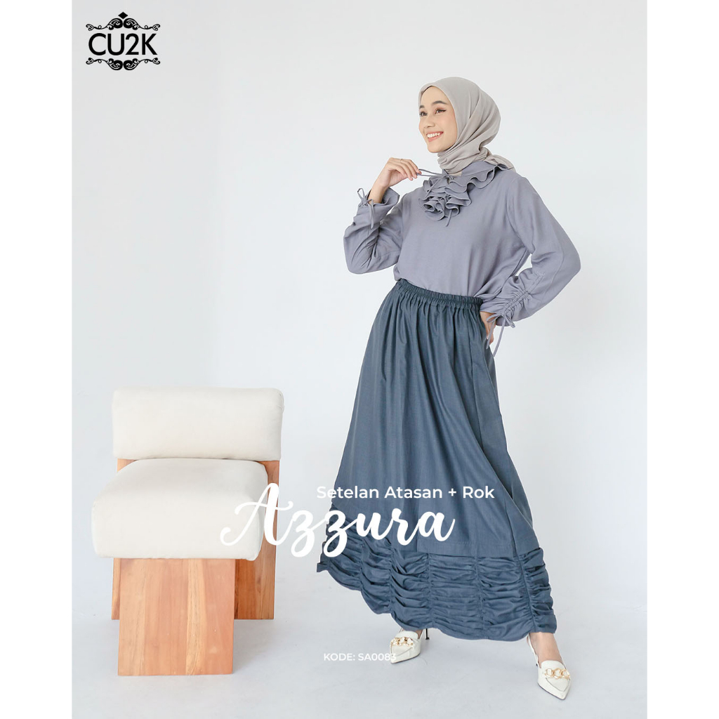 CU2K SETELAN WANITA ATASAN ROK TERBARU KATUN POLOS MODEL UNIK
