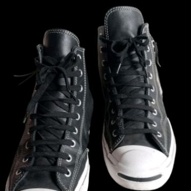 converse jack purcell leather side zipper black white hi