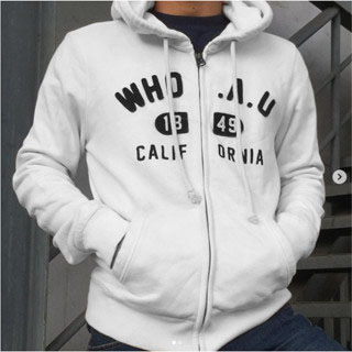 Jaket Hoodie WHO.AU CALIFORNIA 1849 White High Premium Quality Tebal