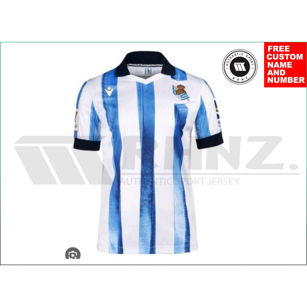 REAL SOCIEDAD HOME 2023-2024 TERBARU/STELAN JERSEY FULLPRINT FREE CUSTOM NAMESET/ATASAN REAL SOCIEDA