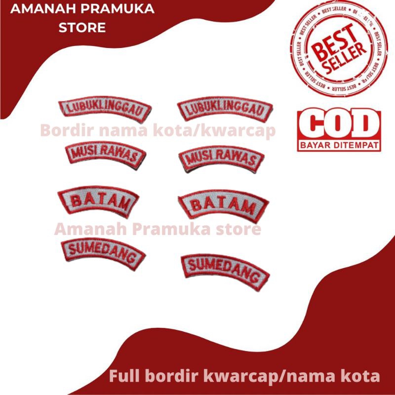 bordir kwarcap/bordir nama kota/full bordir kwarcap
