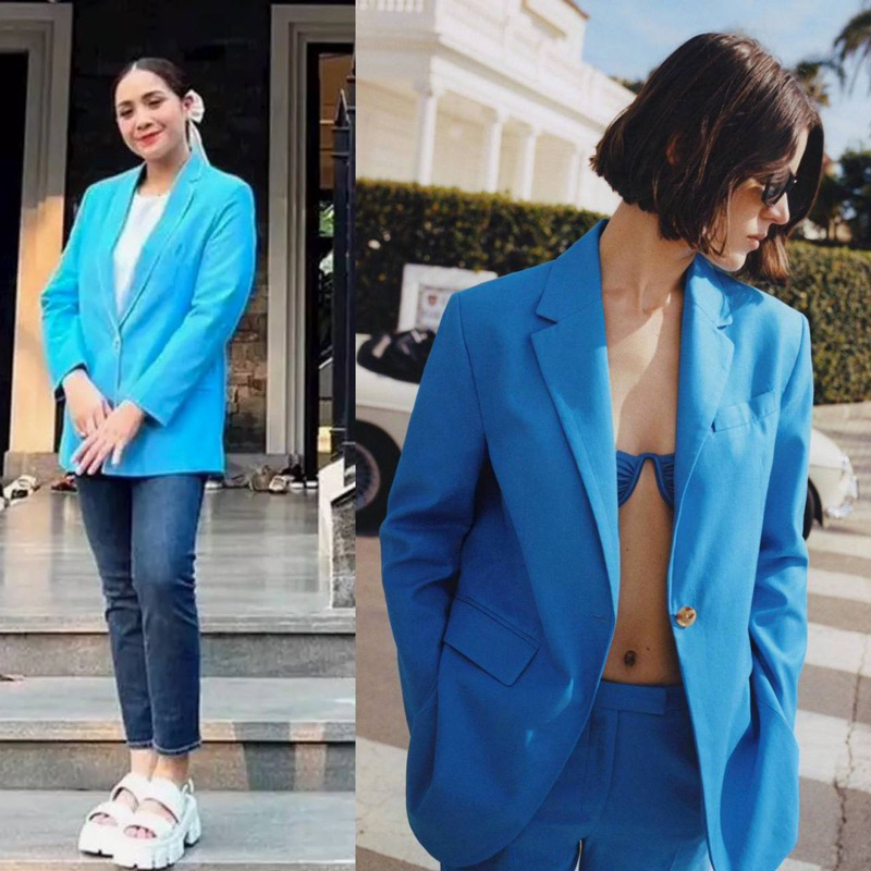 branded blezer pocket linen button zara original