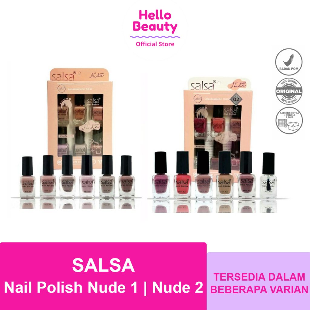 SALSA Nail Polish Nude 1 | Nude 2 Kutek Tahan Lama Cat Kuku Ecer