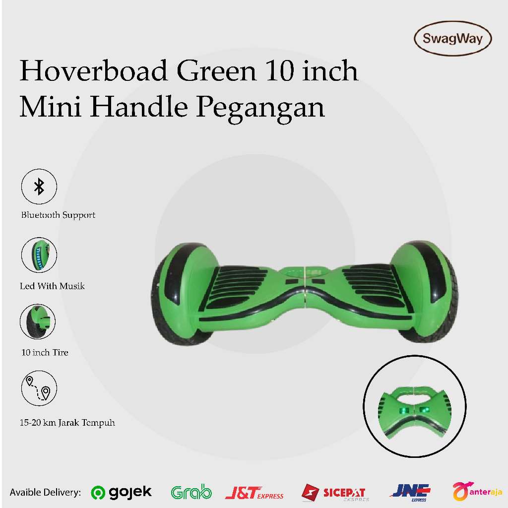 Hoverboard 10inch mini Handle Pegangan Hoverboard Green No Balance