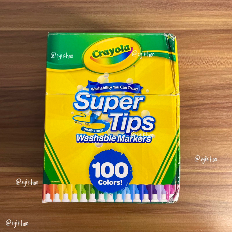 

NEW Crayola Super Tips Washable Markers 100 count dent box penyok 100 warna spidol warna warni