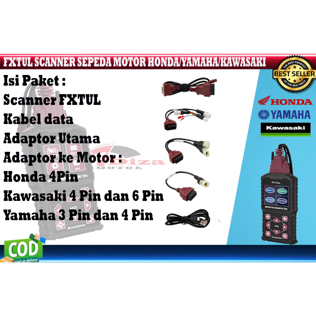 GARANSI 3 TAHUN AUTOOL FXTUL M3 OBD2 Motorcycle scanner/ABS diagnostic tool scanner/Clearing fault c
