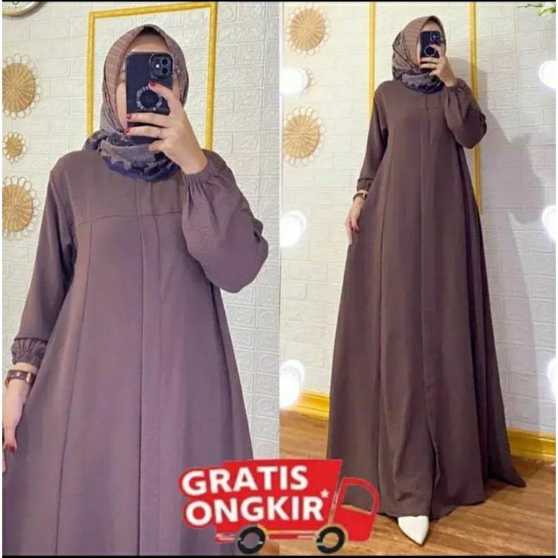 gamis polos elsira abaya crinkle airflow premium jumbo freandly terbaru 2023