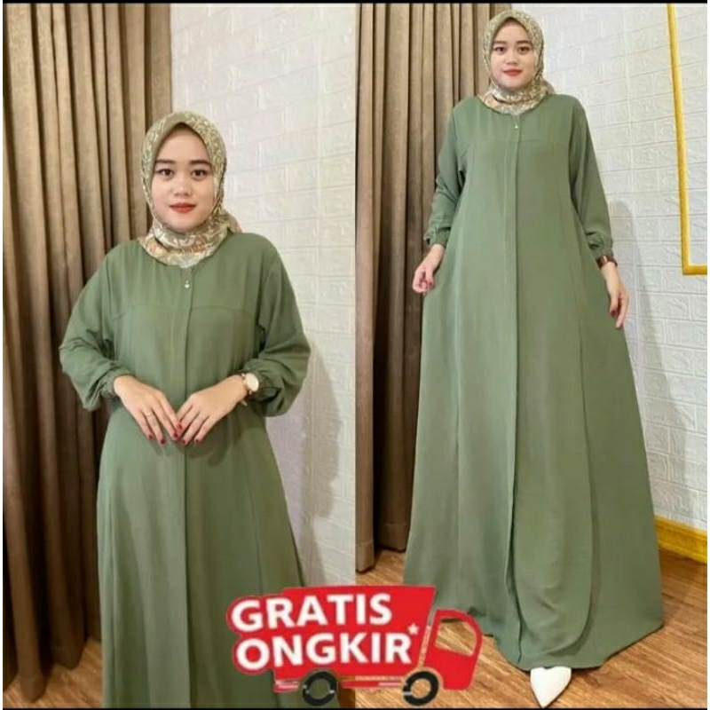 gamis polos elsira abaya crinkle airflow premium jumbo freandly terbaru 2023