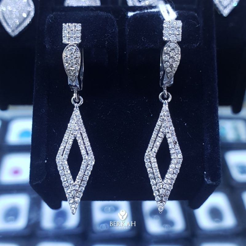 Anting Giwang Emas Berlian Eropa Asli Natural Diamond Bersertifikat