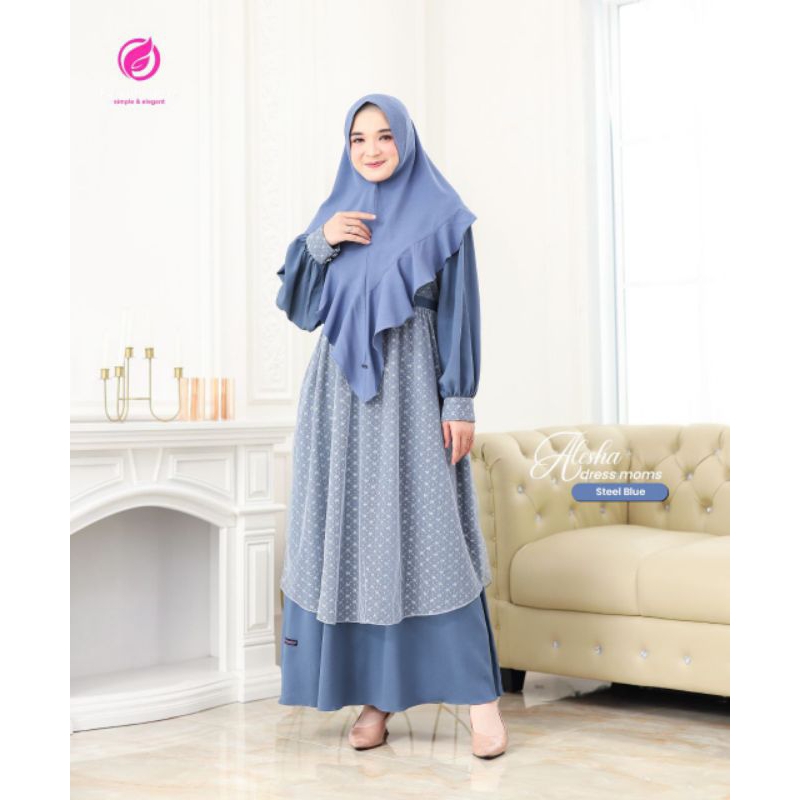 Alesha Dress By Faniahijab - Bahan Ity Crepe Premium Mix Layer Kain Tule Star Premium
